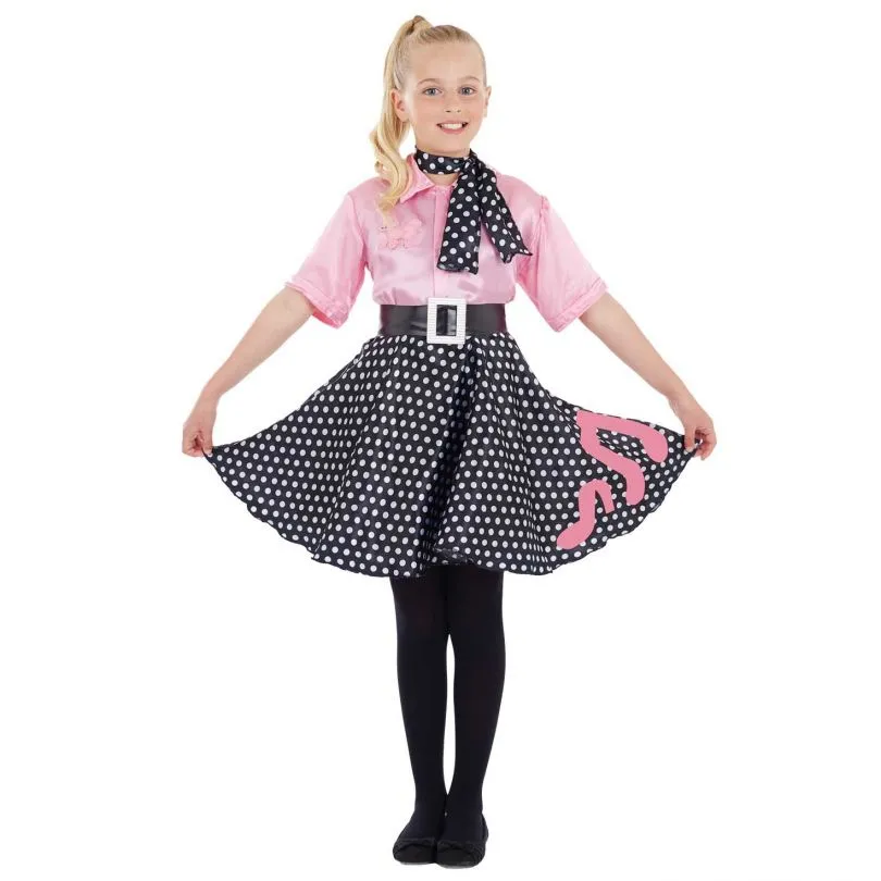 50er Rock-n-Roll-Kleid Kostüm Für Kinder 3 50er Rock-n-Roll-Kleid Kostüm Für Kinder