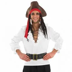 Deluxe Weißes Piratenhemd Kostüm Für Frauen