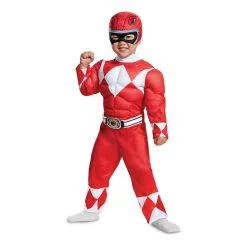 Rotes Power Rangers Kostüm Mit Muskeln Für Kleinkinder