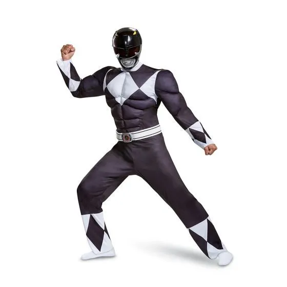Schwarzes Power Rangers Kostüm Mit Muskeln Für Männer 3 Schwarzes Power Rangers Kostüm Mit Muskeln Für Männer