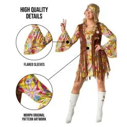 Gelbes Hippie Kostüm Kleid Für Frauen 9 Gelbes Hippie Kostüm Kleid Für Frauen -Kostüme für Männer Verkäufe 887513099147.pt02
