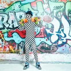 Schwarz Weißes Schachbrettmuster Morphsuit Für Kinder -Kostüme für Männer Verkäufe 8 8 887513003540.pt01