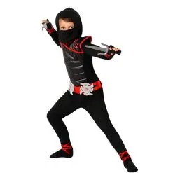 Schwarzes Und Rotes Tödlicher Ninja Kostüm Für Kinder -Kostüme für Männer Verkäufe kids black and red ninja costume 2