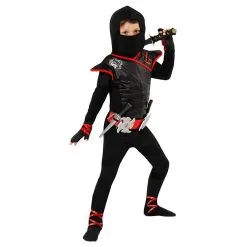 Schwarzes Und Rotes Tödlicher Ninja Kostüm Für Kinder -Kostüme für Männer Verkäufe kids black and red ninja costume 3