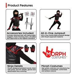 Schwarzes Und Rotes Tödlicher Ninja Kostüm Für Kinder -Kostüme für Männer Verkäufe kids black and red ninja costume 4