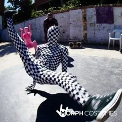 Schachbrettmuster Morphsuit - Schwarz Und Weiß -Kostüme für Männer Verkäufe m1 b l black white check morphsuit lifestyle 1