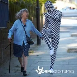 Schachbrettmuster Morphsuit - Schwarz Und Weiß -Kostüme für Männer Verkäufe m1 b l black white check morphsuit lifestyle 2