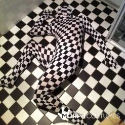 Schachbrettmuster Morphsuit - Schwarz Und Weiß -Kostüme für Männer Verkäufe m1 b l black white check morphsuit lifestyle 4
