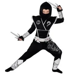 Silberner Drache Ninja Kostüm Für Kinder 9 Silberner Drache Ninja Kostüm Für Kinder -Kostüme für Männer Verkäufe mcksdn silver ninja kids lead