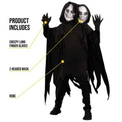 Zweiköpfiges Ghoul-Kostüm Für Kinder -Kostüme für Männer Verkäufe mcktgh two headed ghoul kids feature 1