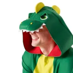 Grünes Dinosaurier Strampler Kostüm Für Männer -Kostüme für Männer Verkäufe mcmod green dino onesie closeup