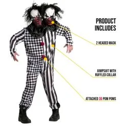 Zweiköpfiger Clown Kostüm -Kostüme für Männer Verkäufe mcmtcl two headed clown adult feature 0