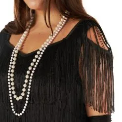 1920er Schwarzes Flapper Kleid Für Frauen -Kostüme für Männer Verkäufe mcwbf flapper plus closeup