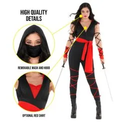 Rotes Ninja Overall Kostüm Für Frauen -Kostüme für Männer Verkäufe mcwrn red ninja costume feature 02