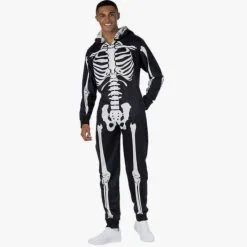 Skelett Strampler Für Männer -Kostüme für Männer Verkäufe mens hooded skeleton jumpsuit