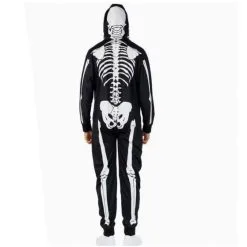 Skelett Strampler Für Männer -Kostüme für Männer Verkäufe mens hooded skeleton jumpsuit rear